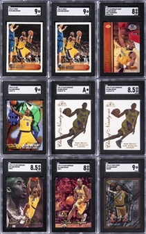1996-97 Topps & Assorted Brands Kobe Bryant SGC-Graded Rookie Card Collection (9 Different) Including MINT 9 Examples!